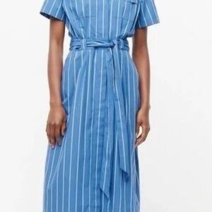 J. Crew Blue and White Striped Midi Dress